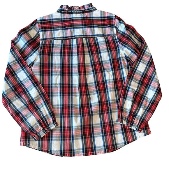 J. Crew Crewcuts Factory Girls' Plaid Top with jeweled buttons 8 - Picture 5 of 7